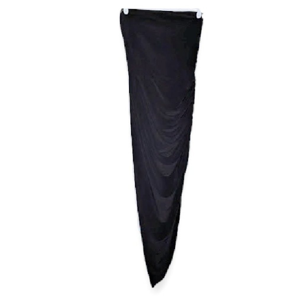 Norma Kamali Strapless Black Side Drape Gown Stretch Asymmetrical Size XS 34 NWT